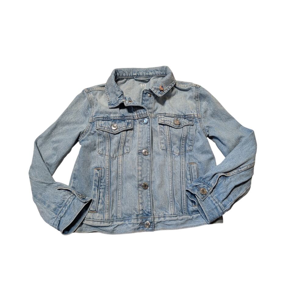 GAP KIDS Girls Denim/Jean Jacket size L (10-12) Light wash; faded blue denim